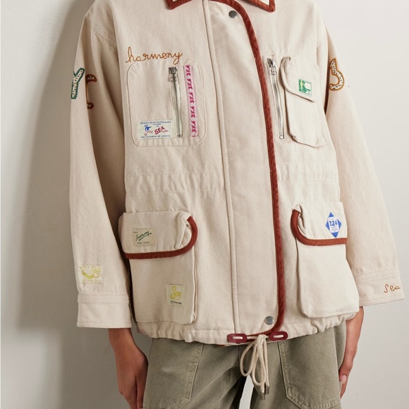 TRADE Sea NY XS Carolyn appliquéd embroidered cotton-canvas jacket. - Picture 2 of 2